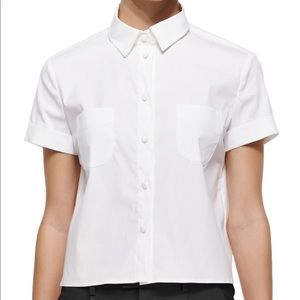 RED Valentino Short-Sleeve Cropped Poplin Shirt